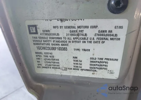 2006 Chevrolet Silverado 2500Hd Lt3 из США, поврежденный, VIN 1GCHK23U06F103383